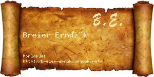 Breier Ernák névjegykártya